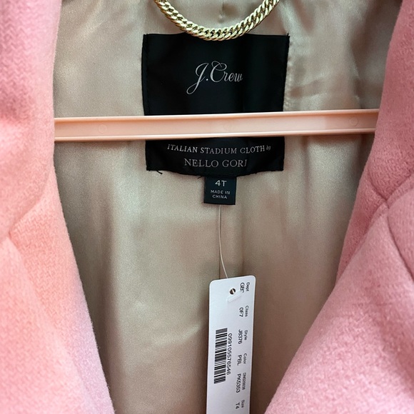 NWT J.Crew Pink Italian Stadium Cloth Nello Gori Wool Cocoon Coat 4T 4 Tall $365 - Picture 4 of 9